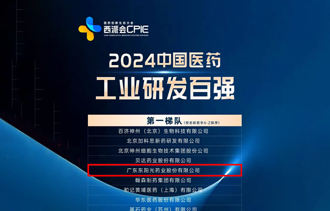 热烈祝贺广东91porn
业上榜“2024中国医药工业研发百强”第一梯队！